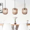 Pendelleuchte Willi, braun, 130 x 105 cm, Bambus Pendellampe, dimmbar