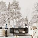 Bosbehang met boslandschap in beige - Ms Tiff