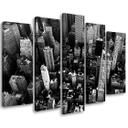 5 stykke lærredstryk, New York City sort og hvid USA