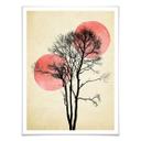 Póster Kubistika - Sol y luna detrás del árbol