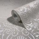 Papel pintado no tejido Ornamento Floral Naturaleza en gris beige