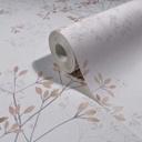 Papel pintado no tejido hojas naturaleza floral mate en blanco rojo