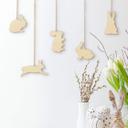Décoration en bois à suspendre - Lapins - 5 pièces