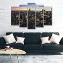 Lærredstryk 5 stykker, New York Skyline City