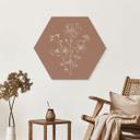 Sekskantet billede vild rose buket mokka mousse - anis illustration - aluminium dibond