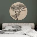 Cuadro de madera Arbol minimalista en un paisaje tranquilo - Harina - Redondo