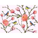 foto tapet designwalls i grå og pink non-woven tapet Little Birds fugle fugle roser