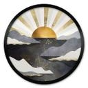 Poster rond SpaceFrog Designs - crépuscule doré