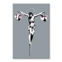 Glasbillede - Banksy - Jesus Kristus med indkøbsposer