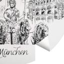 Fototapet - Rundt Love your City - München Sort og hvid - vliesetapet/selvklæbende non-woven tapet