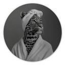 Billede med sølveffekt Royale Spa time-out med leopard - Rahner - rund – print på aluminium