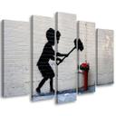 5 stykke lærredstryk, Banksy Hammer Boy Street