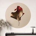 Vinilo decorativo Hoja elegante en dorado y rojo - Alma - Redondo