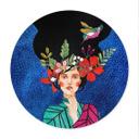 Póster mujer con colibrí en la noche estrellada - Hülya - Redondo