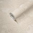 Papel pintado tejido-no tejido barroco vintage blanco, gris crema - papel pintado motivo con ornamentos