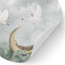 Sticker mural cygnes et souris en vol d'étoiles - Ms Tiff - Rond