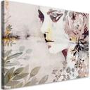 Canvasbillede, abstrakt kvindeansigt med blomster