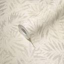 Papel pintado no tejido hojas blanco, gris - papel pintado de diseño papel pintado no tejido con motivo de hojas de palmera