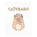 Poster Capybara mignon avec couronne de fleurs