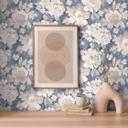 Blomstret tapet vintage blå beige - blomstret tapet retro look - ikke-vævet tapet
