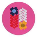 Vægcirkel Collett - Retro Flowers – print på aluminium (Alu-Dibond)