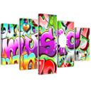 5 stykke lærredstryk Abstrakt graffitimusik