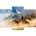 3 stykke lærredstryk, Wolf Dyr Forest Fog