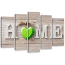 5 stykke lærredsprint Home Heart Shabby Green