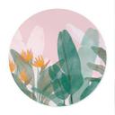 Póster de ilustración botánica en verde y rosa - Goed Blauw - Redondo
