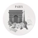 Love your City - Paris schwarz-weiß Poster Rund Zeichnung