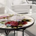 Plateau de table en verre - Redouté - Bouquet de fleurs rouges