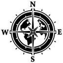 Wallsticker Kompas med abstrakte kontinenter