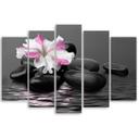 5 stykke lærredsprint Stones Pink Flower Zen
