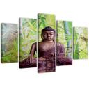 5 stykke lærredsprint, Buddha Meditation Green