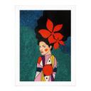 Póster de mujer con flores rojas y vestido estampado - Hülya