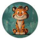 Cuadro de madera para guardería - Cachorro de tigre feliz - Magnusson - Redondo