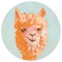 Fototapet med dyremotiv - Orange Alpaca - Zwara - Rundt - vliesetapet/selvklæbende non-woven tapet