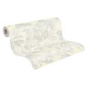 Papel pintado tejido-no tejido jungla blanco plata con efecto metalizado - papel pintado palmeras hojas