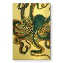 Geborsteld Alu-Dibond met goud-, zilver- & kopereffect - Gouden octopus - SpaceFrog Designs