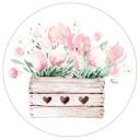 Sticker mural Kvilis - Vœux de printemps et tulipes - Rond