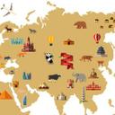 Wallsticker - Verdenskort, Travel the world