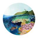 Poster Rond Goed Blauw - Onderwater
