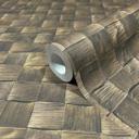 non-woven tapet i 3D vævet look træ brun 3D look
