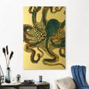 Geborsteld Alu-Dibond met goud-, zilver- & kopereffect - Gouden octopus - SpaceFrog Designs