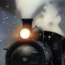 Fototapet Vinterlandskab - Damplokomotiv i en snedækket skov - Melloi Art Prints