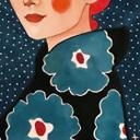 Fotomural Mujer con vestido de flores y mariposa - Hülya