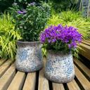 Vintage Pflanzentopf Beton mit Blumenmuster 14,5x14,5 cm