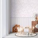 Blomstermønster pink - vintage stil med træpanel - udvideligt Ikke-vævet tapet