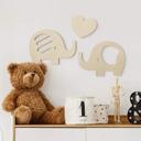 Decoración en madera chopo - Elefantes con corazón (3 piezas)