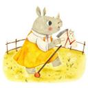 Muursticker Loske - Neushoorn met Hobbelpaard